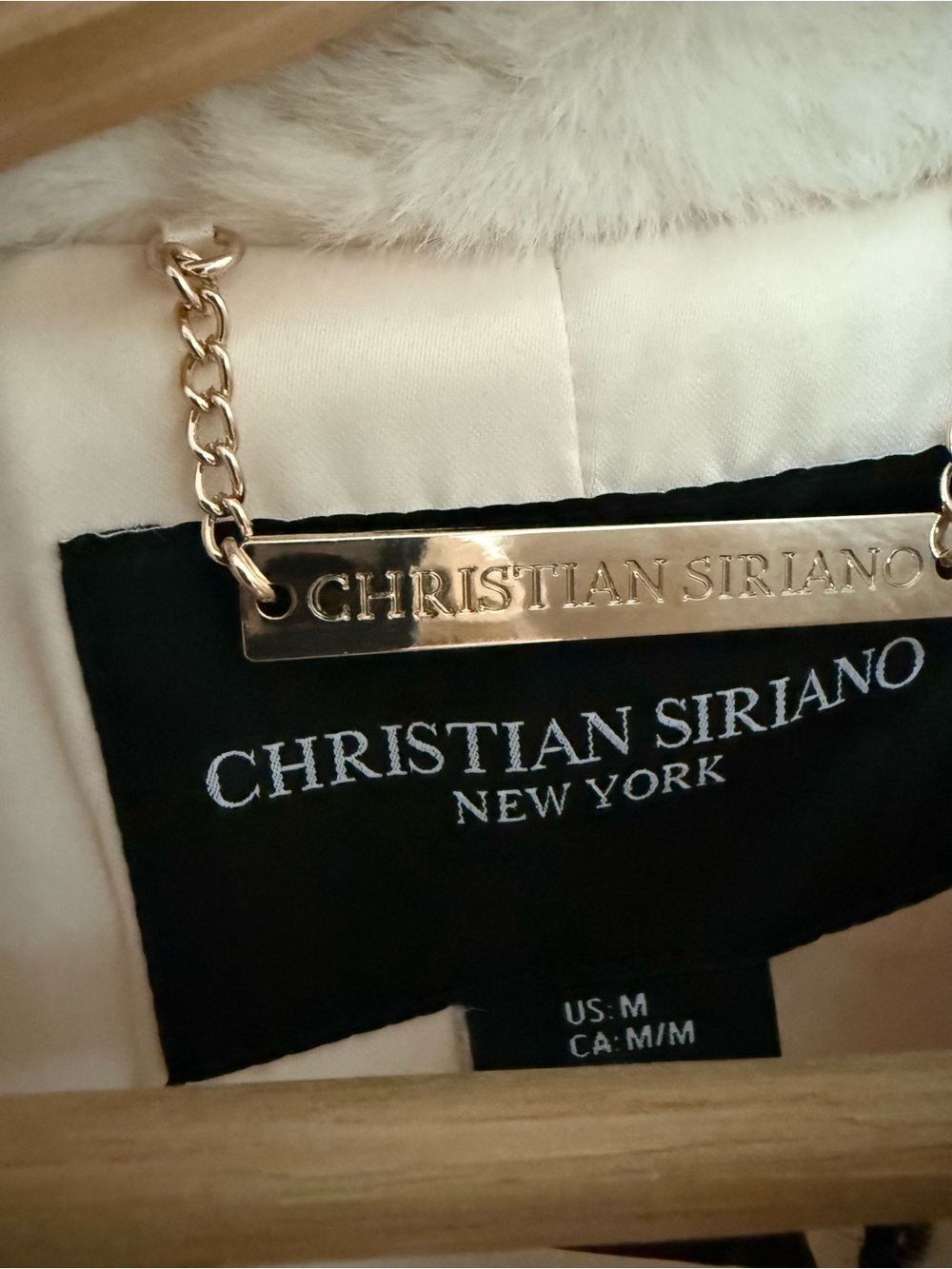 Christian Siriano Cream Faux Fur & Ribbed Sleeve Zip Jacket - Picture 4 of 10